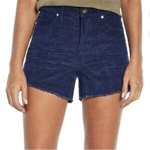 GAP Womens Ocean Blue Corduroy High Rise Raw Hem Shorts Size 16 Five Pocket